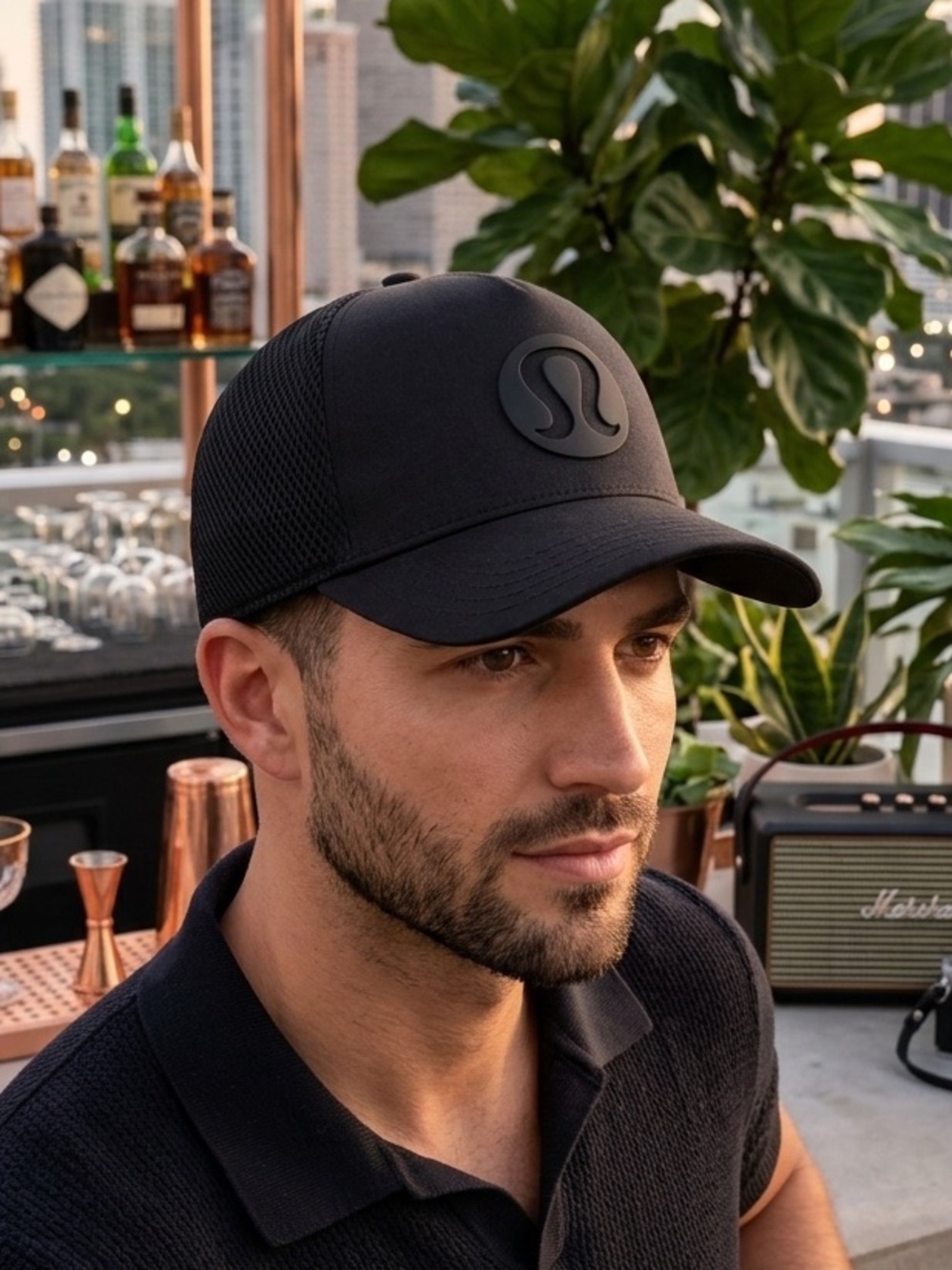 lululemon athletica Black Mesh Back Logo Cap